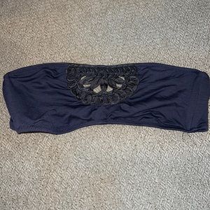 Betsey Johnson strapless bikini top grey Large